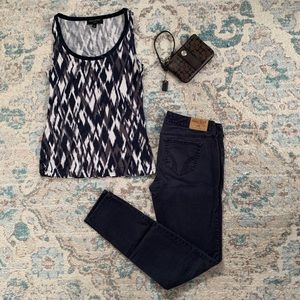 Banana Republic Printed Navy Tank